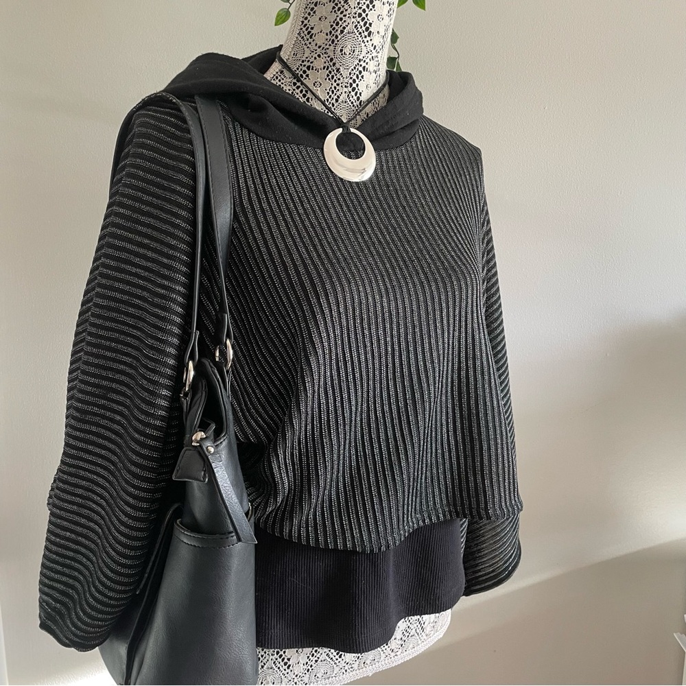 Dramatic Sleeve Zara Stripe Crop Sweater